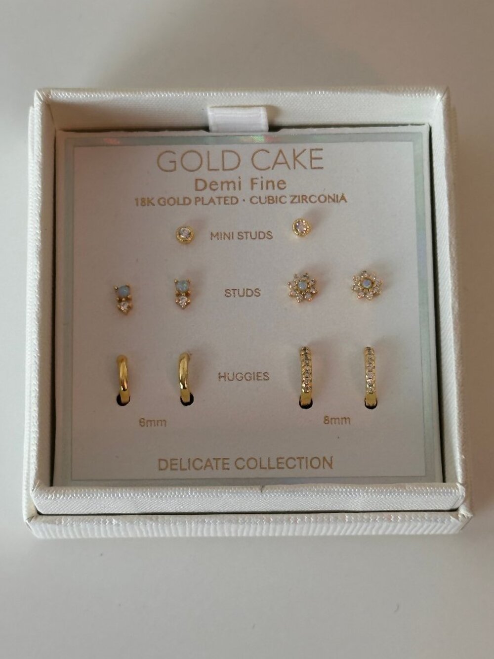Gold Cake Demi Fine 18k Gold Plated Cubic Zirconia Earrings Set